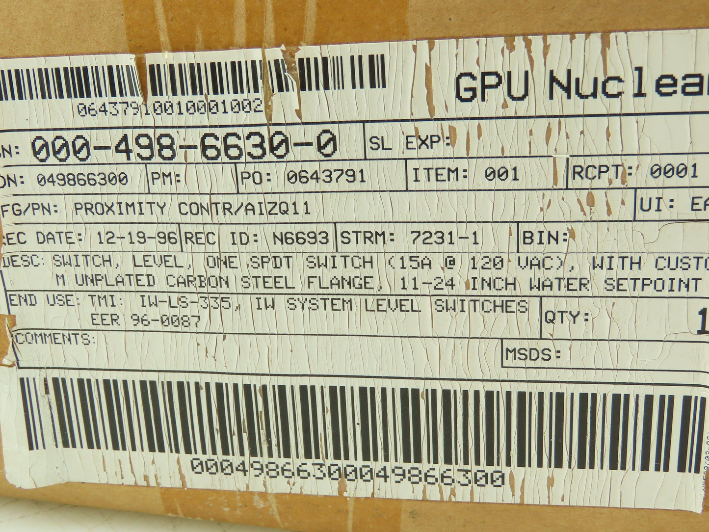 Proximity Controls A1ZQ11 Liquid Level Control 15A 125 250 480VAC NEMA 4X