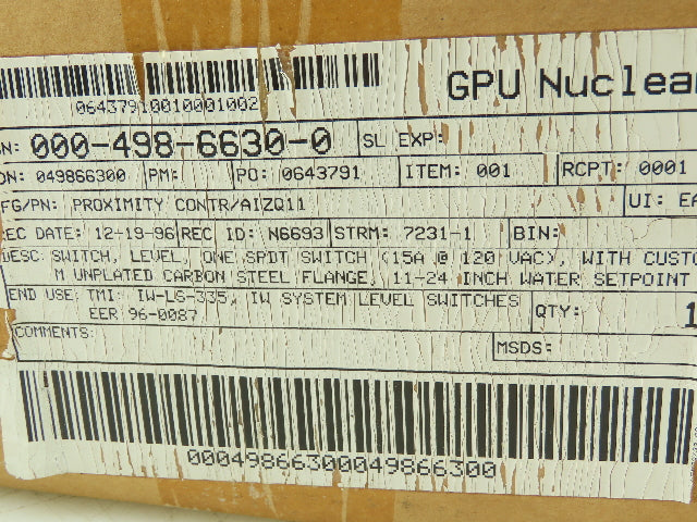 Proximity Controls A1ZQ11 Liquid Level Control 15A 125 250 480VAC NEMA 4X