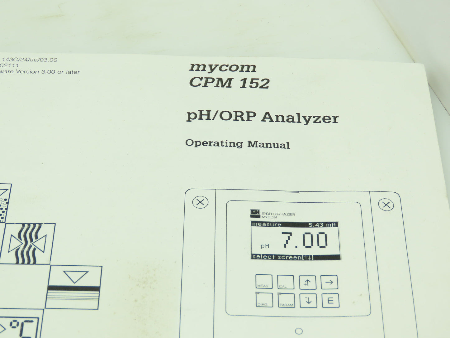 Endress Hauser MYCOM CPM 152 Microprocessor pH/ORP Digital Analyzer Control 24V