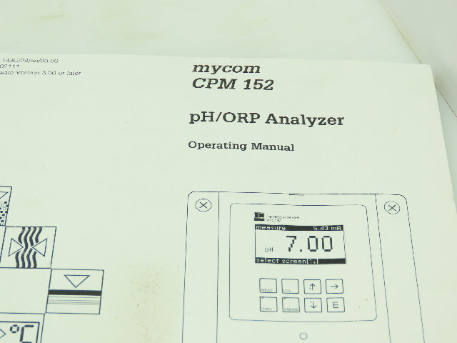Endress Hauser MYCOM CPM 152 Microprocessor pH/ORP Digital Analyzer Control 24V