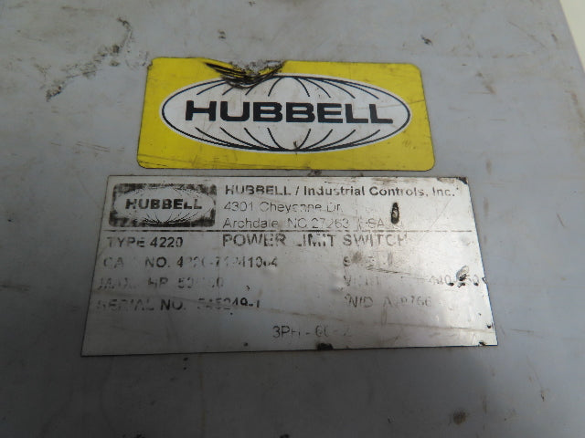 Hubbell EUCLID 4220 Power Limit Switch 135A 3Ph 220/440/550V 2-Pole NEMA Sz 4 RH
