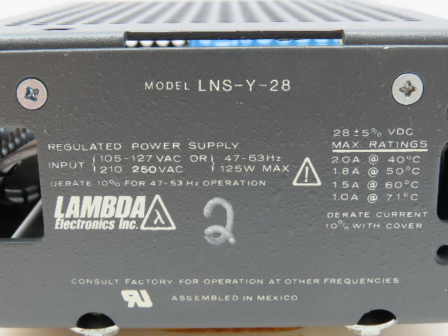 Lambda Electronics LNS-Y-28 Regulated Power Supply 28 ± 5% VDC @ 2.0A