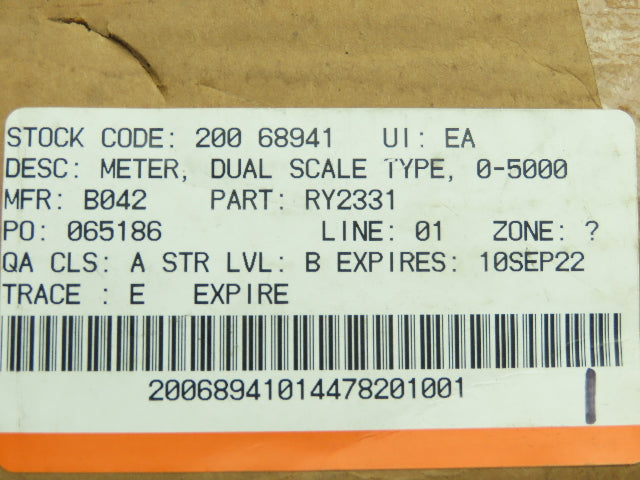 Bailey Controls RY2331 Edgewise Vertical Panel Meter 0-10 x 10% 120VAC 3.5VA