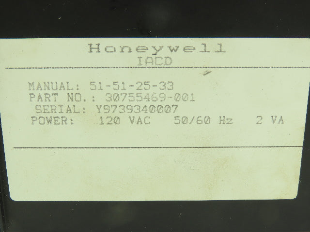 Honeywell 51-51-25-33 30755469-001 IACD Standby Manual 120VAC
