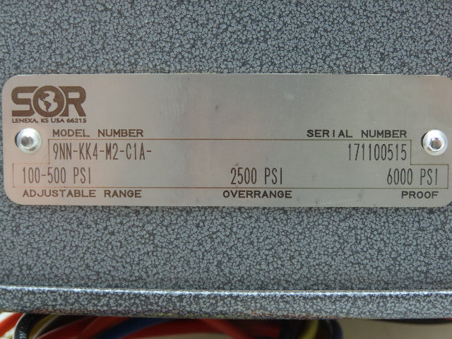 Sor 9NN-KK4-M2-C1A Pressure Switch 100-500 PSI 6000 PSI Proof