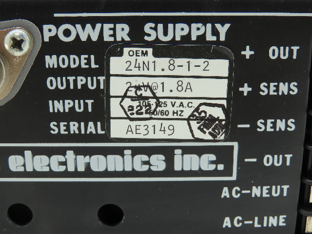 ACDC Electronics 24N1.8-1-2 Industrial Power Supply 24V Output 105-125VAC Input