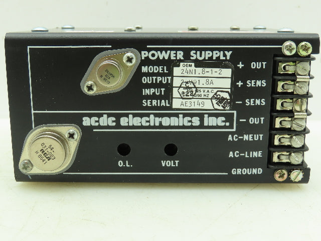 ACDC Electronics 24N1.8-1-2 Industrial Power Supply 24V Output 105-125VAC Input