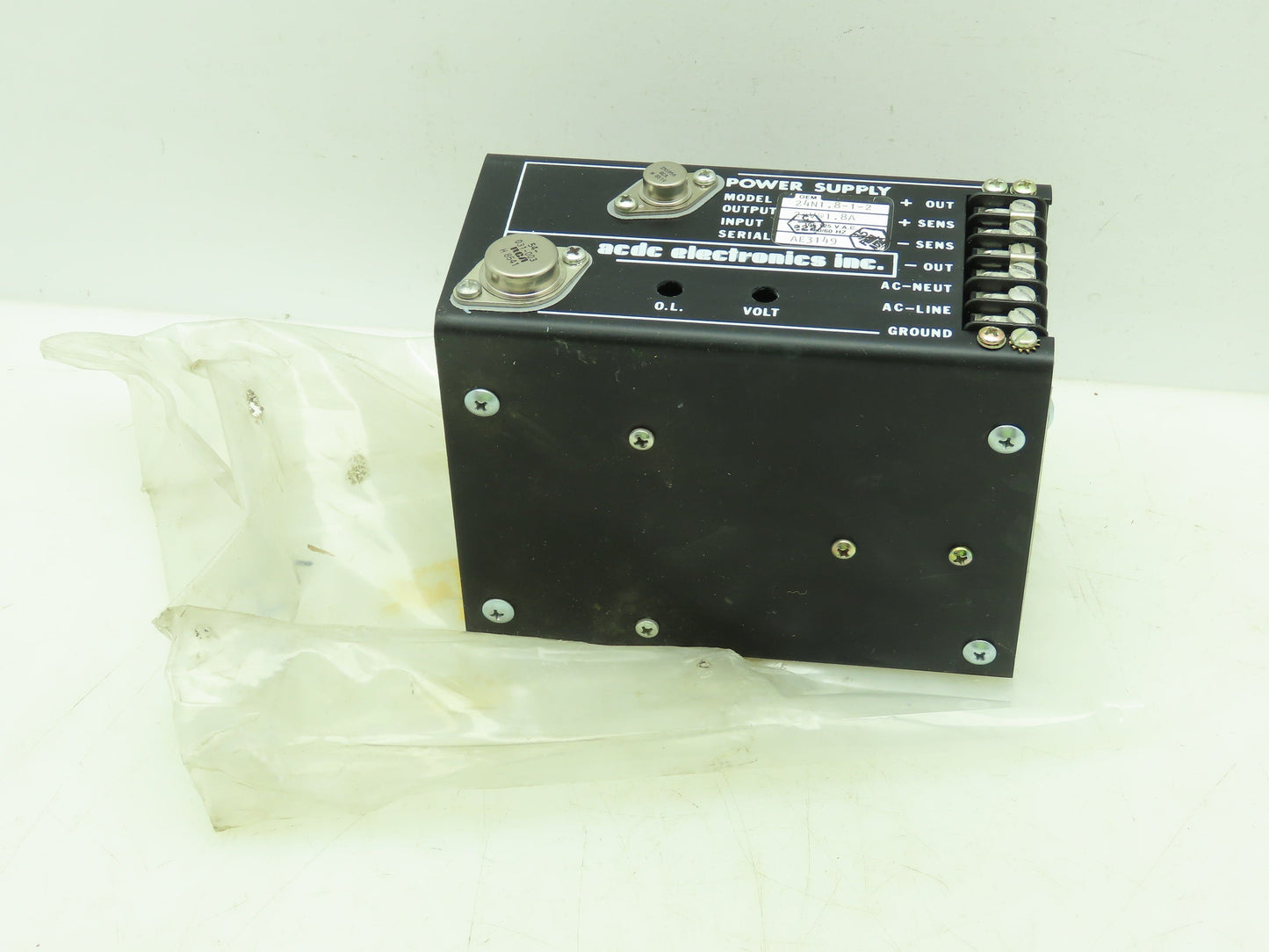 ACDC Electronics 24N1.8-1-2 Industrial Power Supply 24V Output 105-125VAC Input