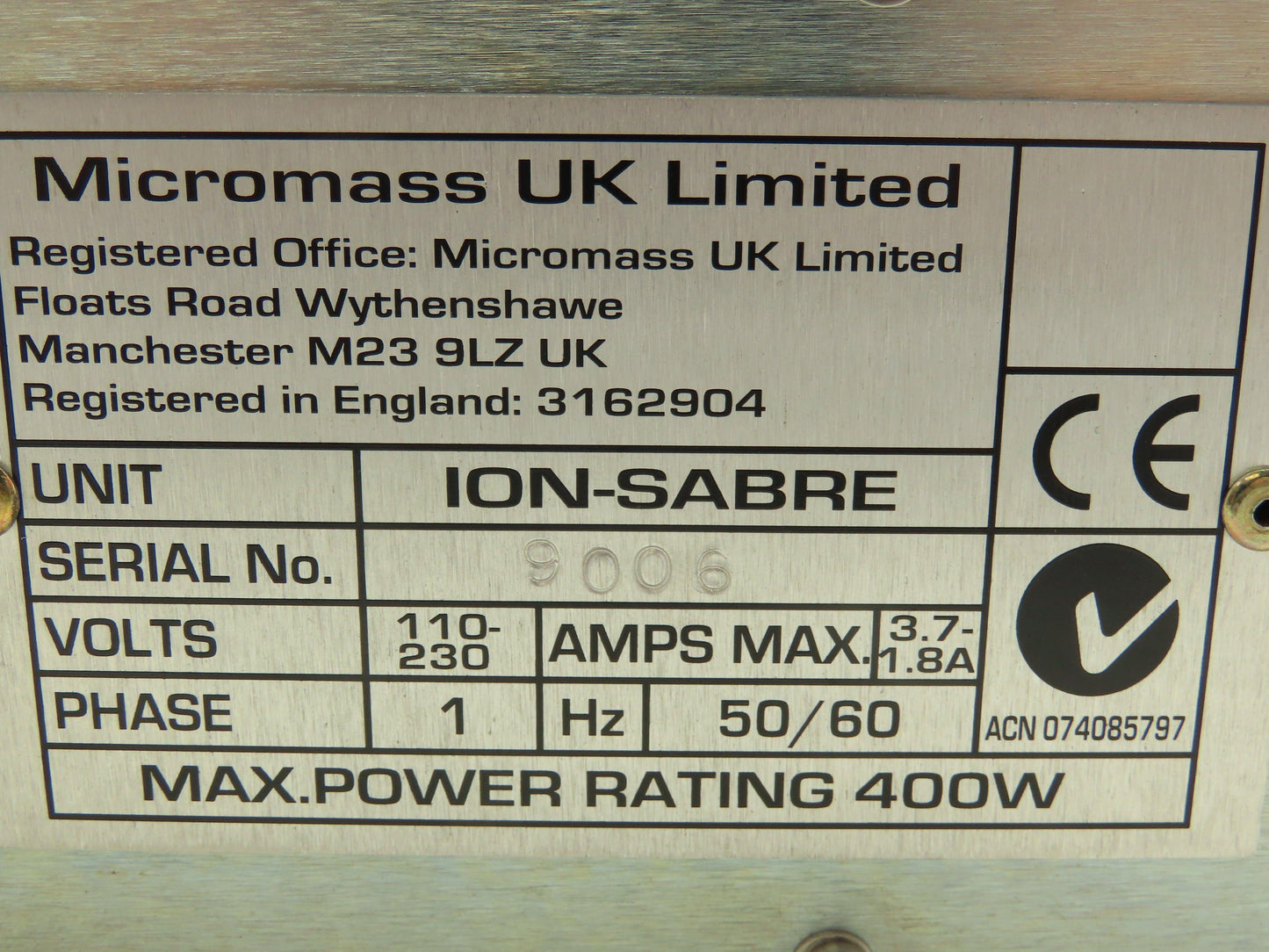 Waters Micromass Ion-Sabre 4087 Probe Control Unit 1Ph 110/230V 400W