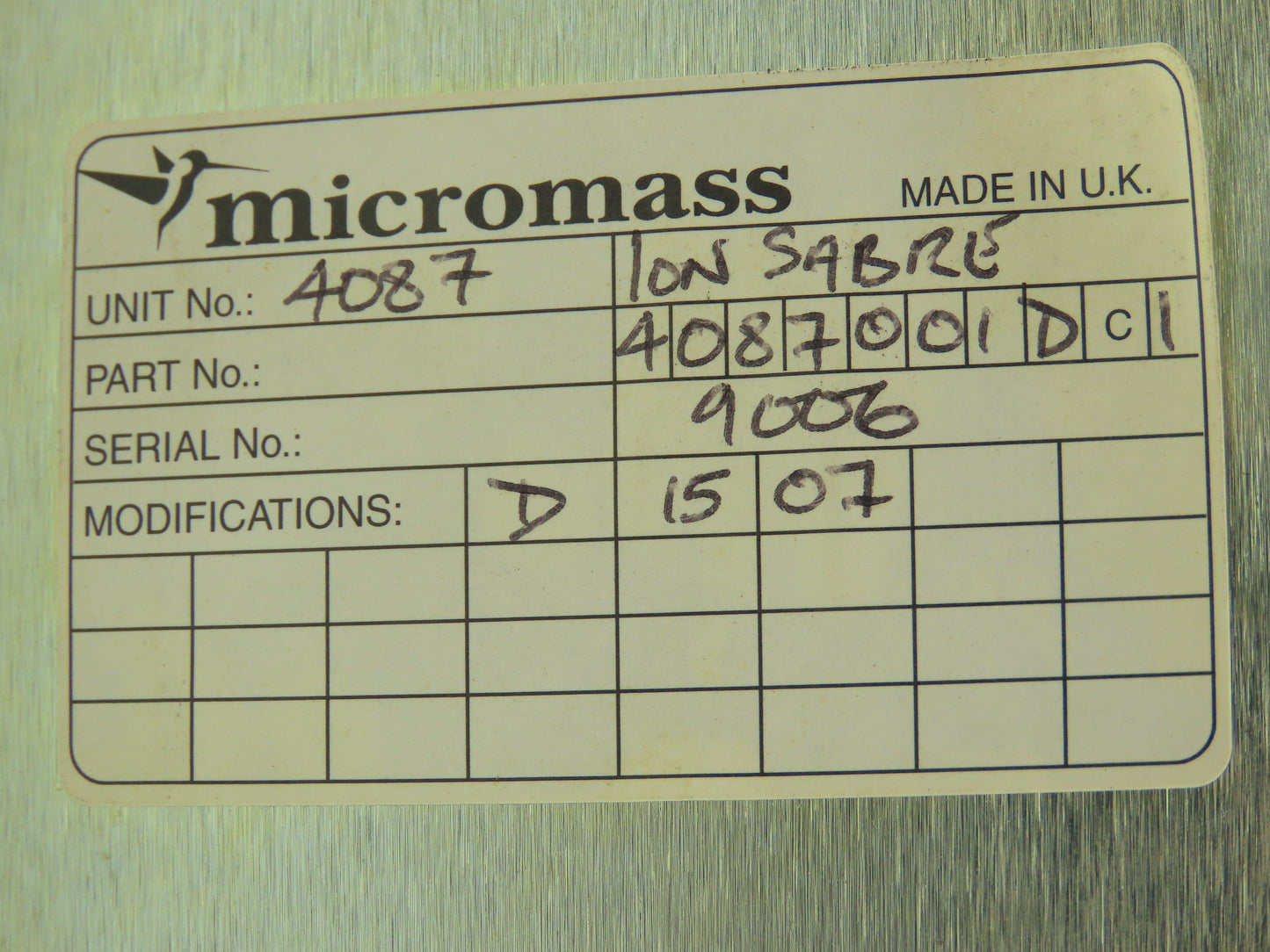 Waters Micromass Ion-Sabre 4087 Probe Control Unit 1Ph 110/230V 400W