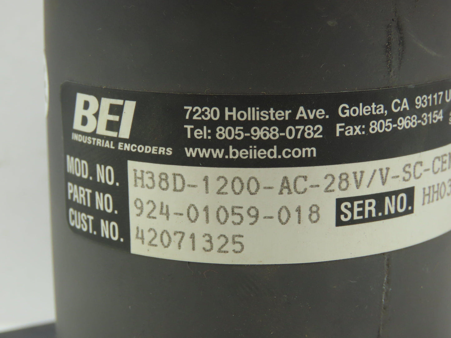 BEI Industrial 924-01059-018 H38D-1200-AC-28V/V-SC-CEN Optical Encoder