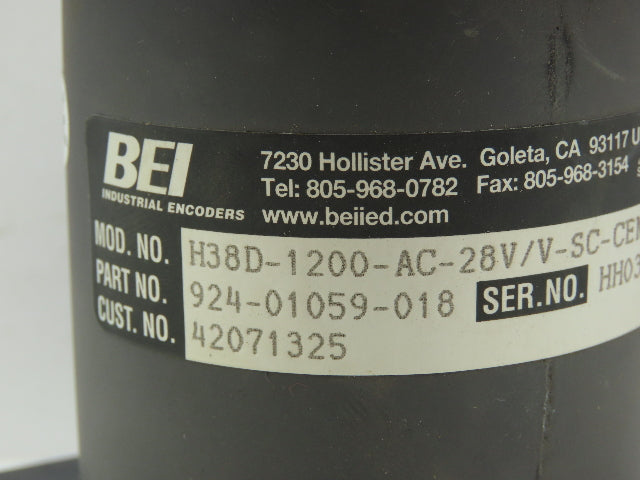 BEI Industrial 924-01059-018 H38D-1200-AC-28V/V-SC-CEN Optical Encoder