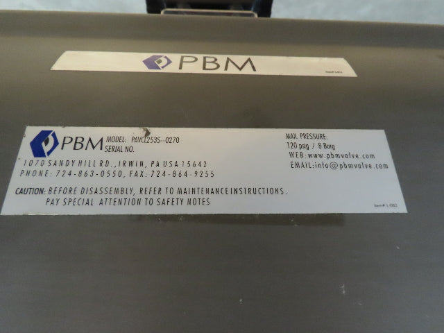 PBM PAVCL253S-0270 Pneumatic Actuator 2" Sanitary Ball Valve AccuTrak Positioner