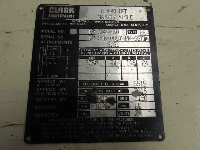 Clark NP300D-30 24 volt Electric Forklift Controller/Contactor Assembly #2394149