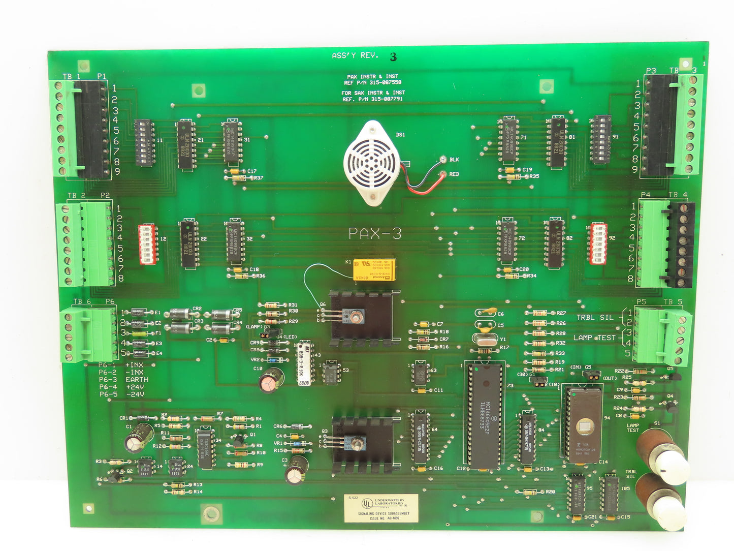 Pyrotronics 580-187557-1 Interface Board Circuit Controller Pax Pax-3