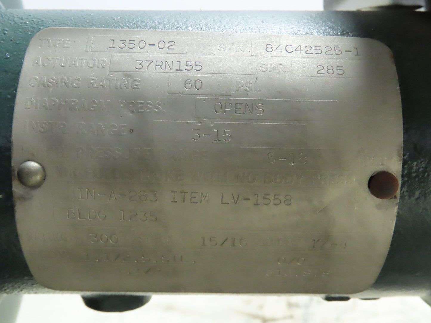 Mueller 1350-02 Diaphragm Actuator Control Valve 1-1/2" Flanged w/ Positioner
