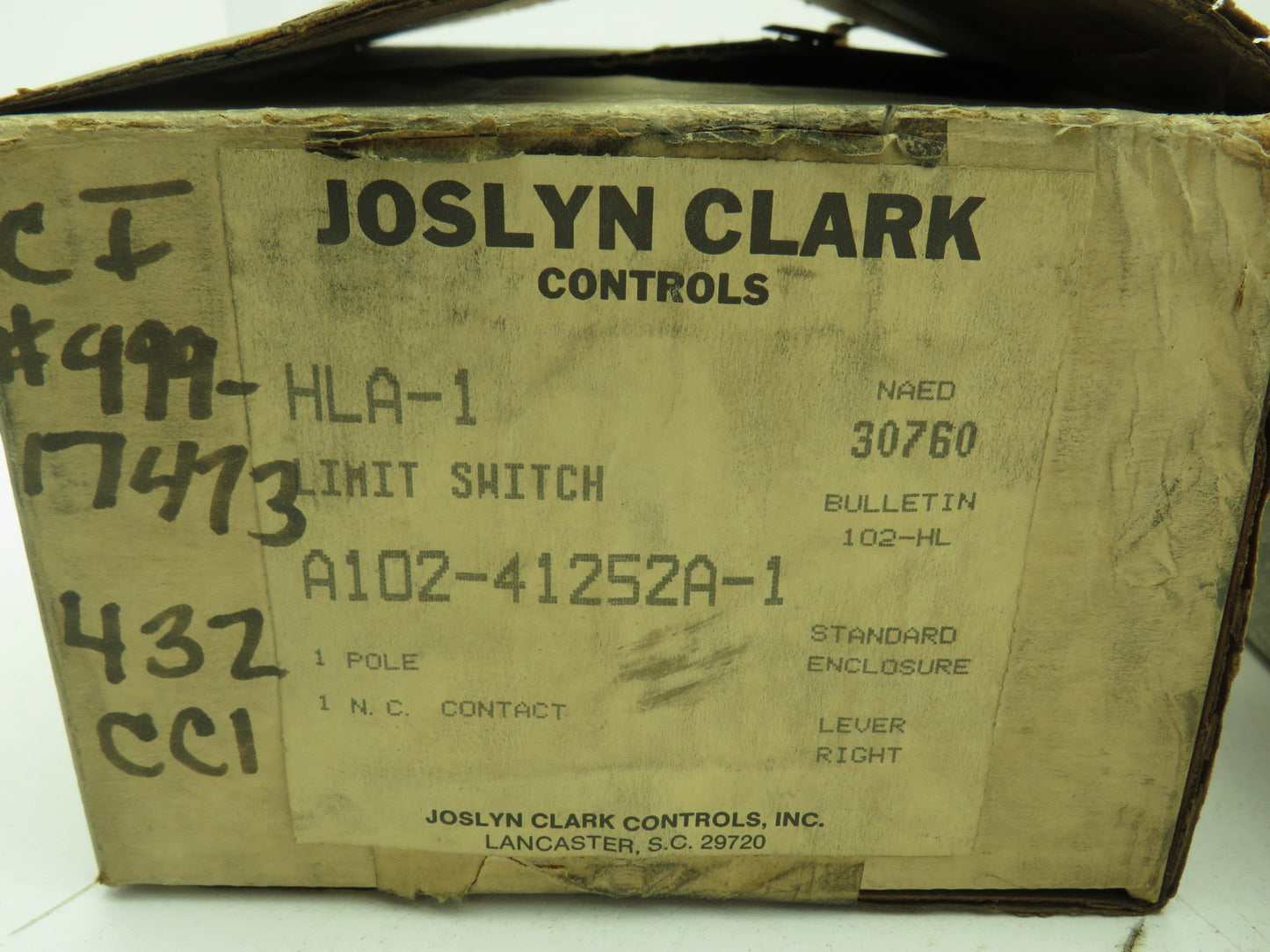 Joslyn Clark HLA-1 Heavy Duty Limit Switch 25A 600V 1P Pilot Duty A102-41252A-1*