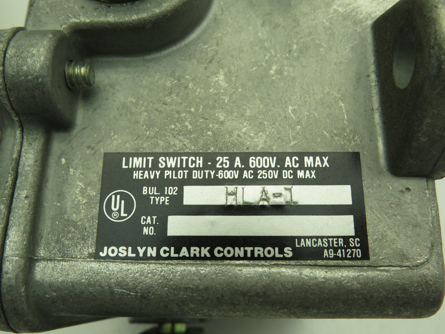 Joslyn Clark HLA-1 Heavy Duty Limit Switch 25A 600V 1P Pilot Duty A102-41252A-1*