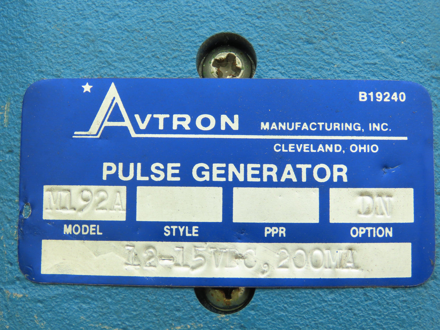 Avtron M192A Rotary Pulse Generator 12-15VDC 200MA