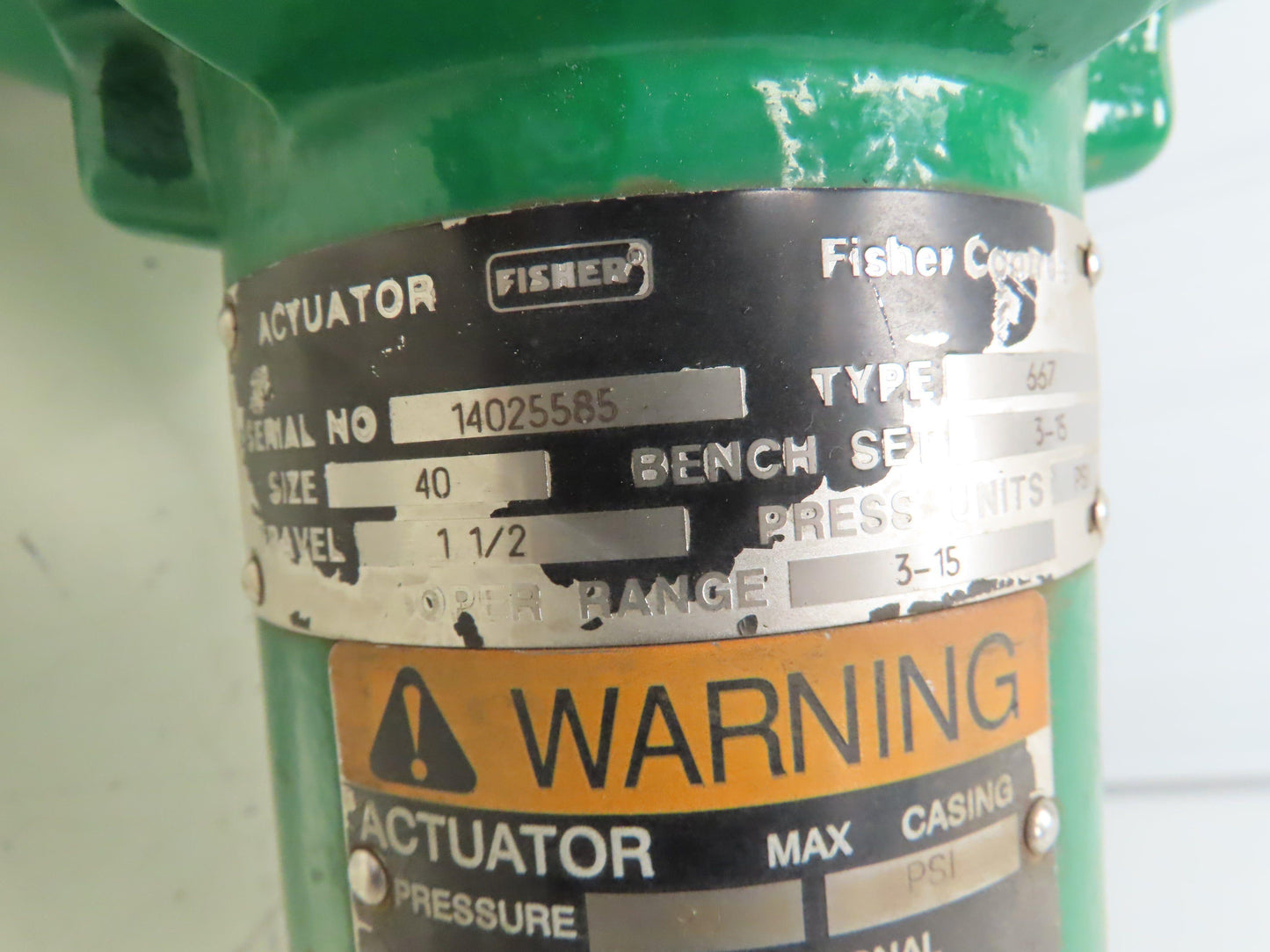 Fisher 667 Sz 40 Diaphragm Actuator M107AS Hydro Thermal HydroHeater Steam Valve