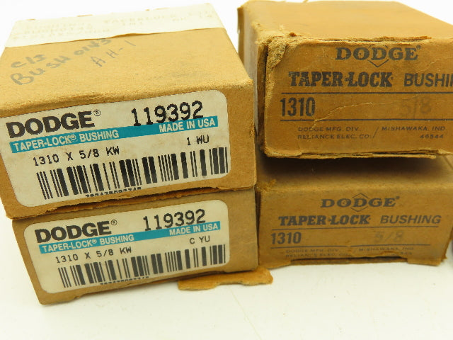 Dodge 119392 Taper Lock Bushing 1310 x 5/8" Bore 3/16" Keyway LOT OF 5