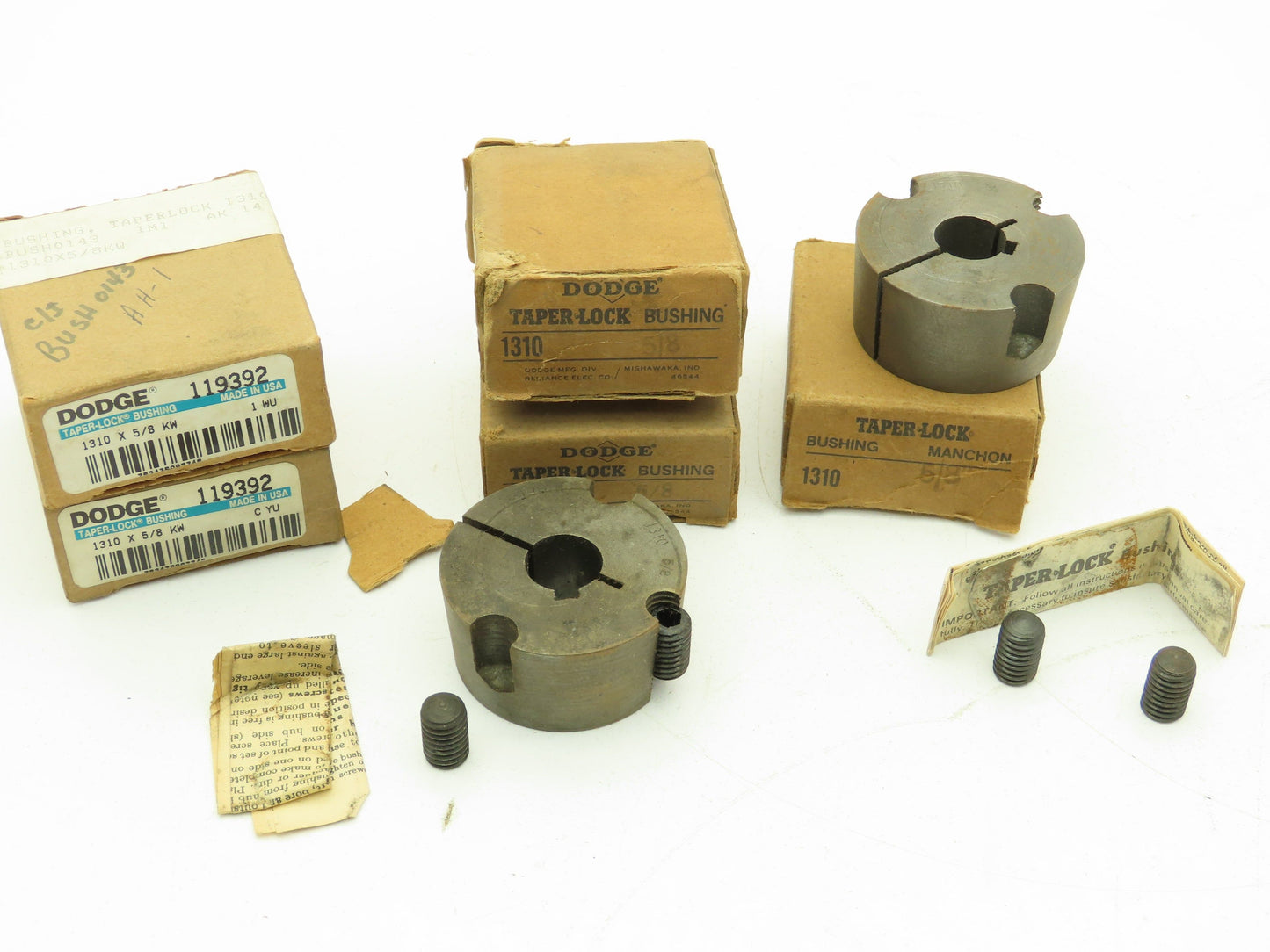 Dodge 119392 Taper Lock Bushing 1310 x 5/8" Bore 3/16" Keyway LOT OF 5