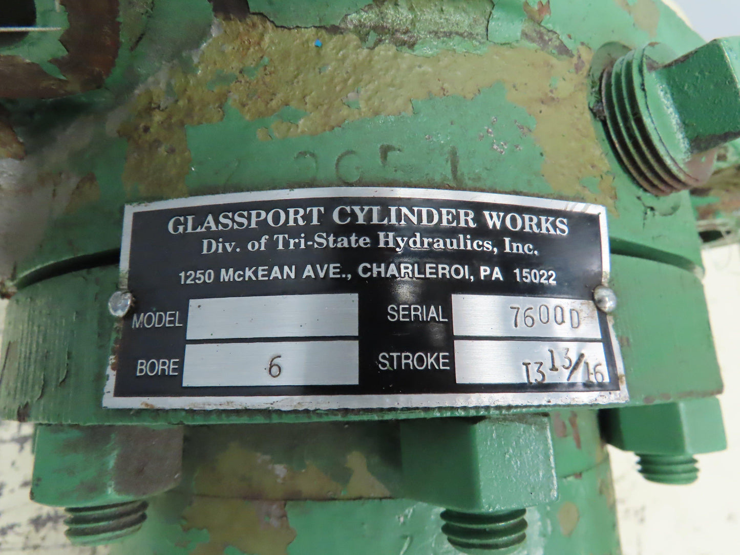 Glassport Cylinder Works Hydraulic Cylinder 6" Bore 13-13/16"Stroke Flange Mount