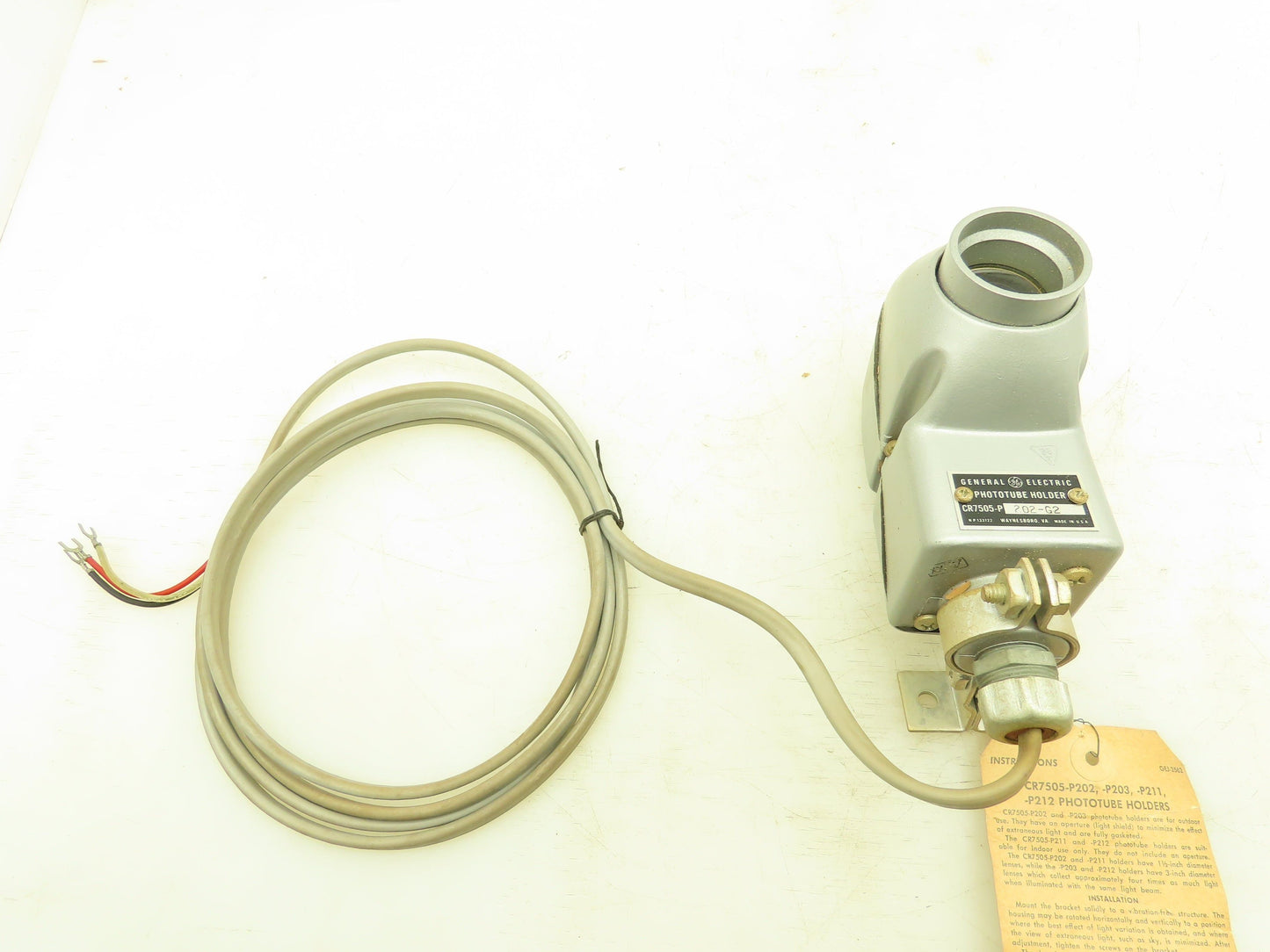 General Electric CR7505-P GE Phototube Holder Light Sensor Vintage Photo Eye