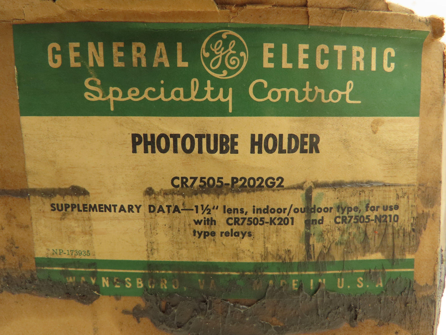 General Electric CR7505-P GE Phototube Holder Light Sensor Vintage Photo Eye