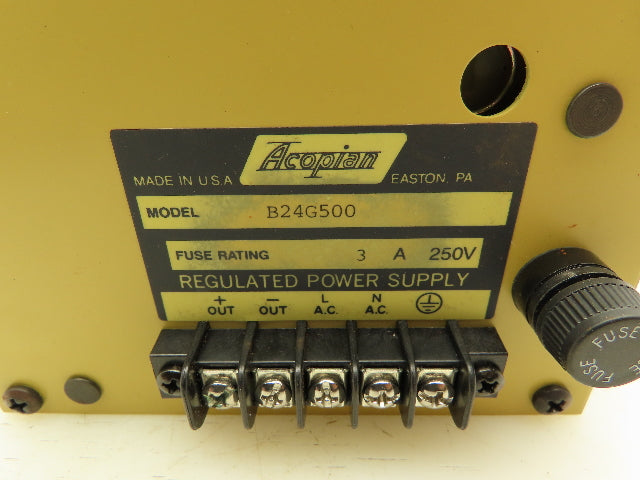 Acopian B24G500 250V Regulated Power Supply 5A 24VDC Output