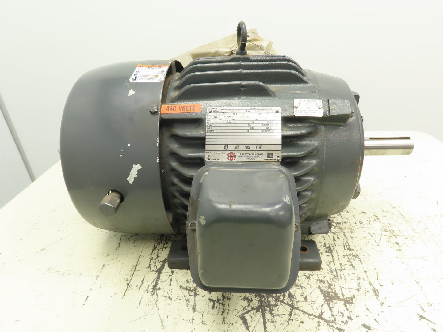 US Electric R734X 3 Hp 890 Rpm 254U7 Frame 460 Volt 3 Phase Motor