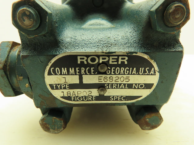 Roper 18AP02 Hydraulic Lubrication Gear Pump 7.2 GPM 300 PSI 3/8" NPT 1/2" Shaft