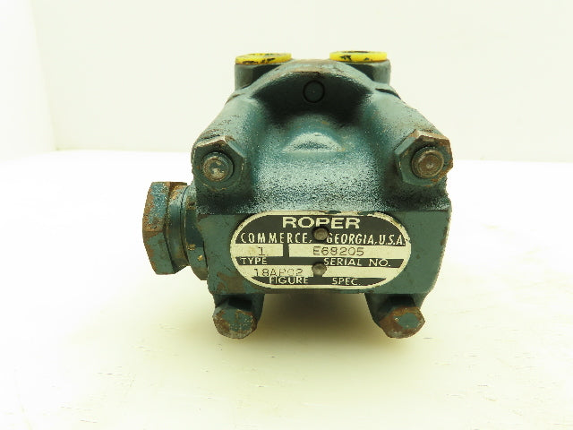 Roper 18AP02 Hydraulic Lubrication Gear Pump 7.2 GPM 300 PSI 3/8" NPT 1/2" Shaft