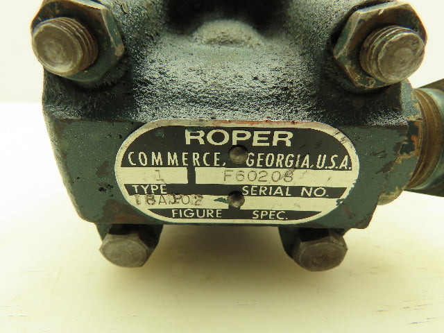 Roper 18AP02 Hydraulic Lubrication Gear Pump 7.2 GPM 300 PSI 3/8" NPT 1/2" Shaft