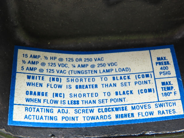 Omega 9848/FSW-41 Fluid Flow Switch 1" NPT Brass 15A SPDT125/250VAC