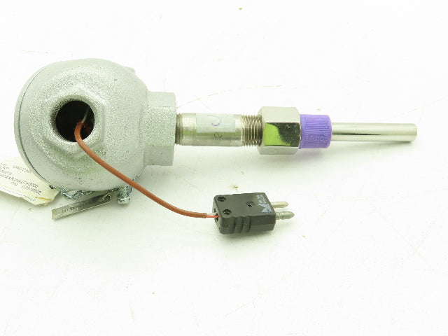 Marlin MFG M-112035-06 Type J Thermocouple Head & 4-1/4"L x 1/2"OD SS Probe Assy