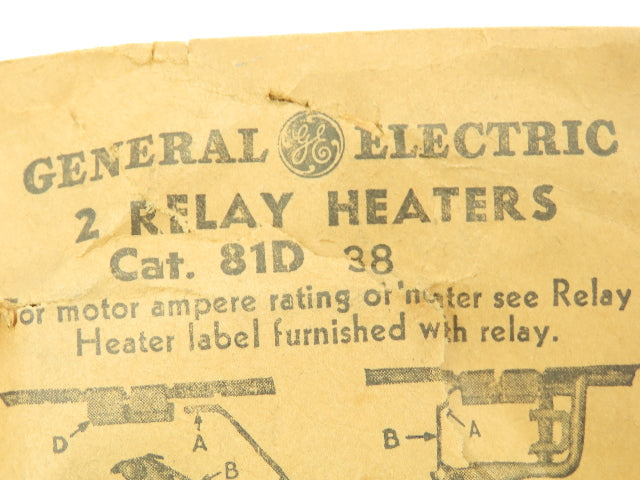 General Electric 81D38 GE Thermal Overload Unit Heater Element Lot of 6