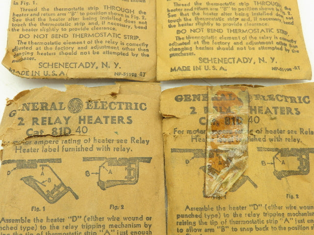 General Electric 81D40 GE Thermal Overload Unit Heater Element Lot of 10