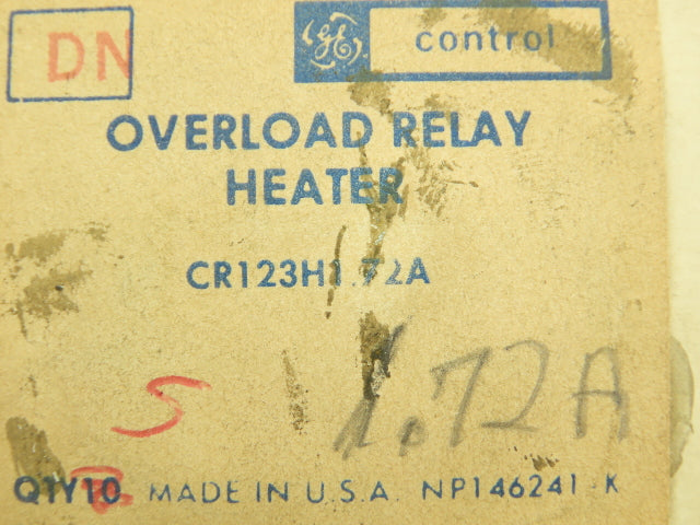 General Electric CR123H172A GE Thermal Overload Unit Heater Element Lot of 9