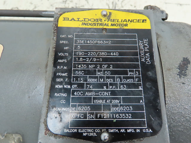 Baldor CC-46553 1/2 Hp 56C Frame 1740 Rpm Hazardous Location Motor 230/460v