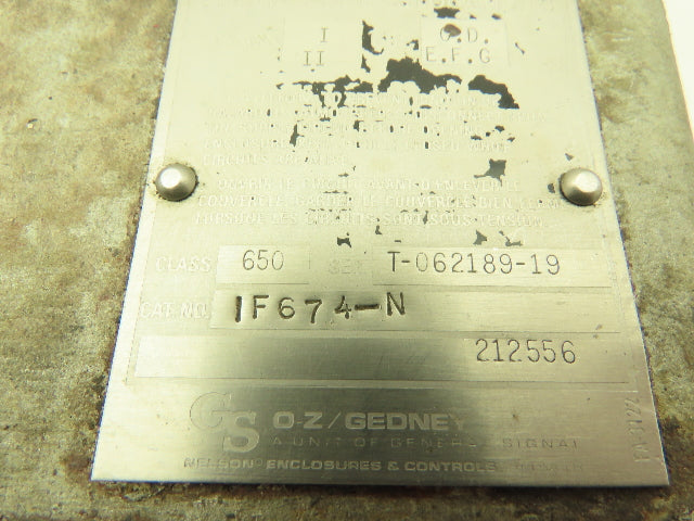 O Z Gedney IF674-N Class 650 Hazardous Location Control Center Junction Box
