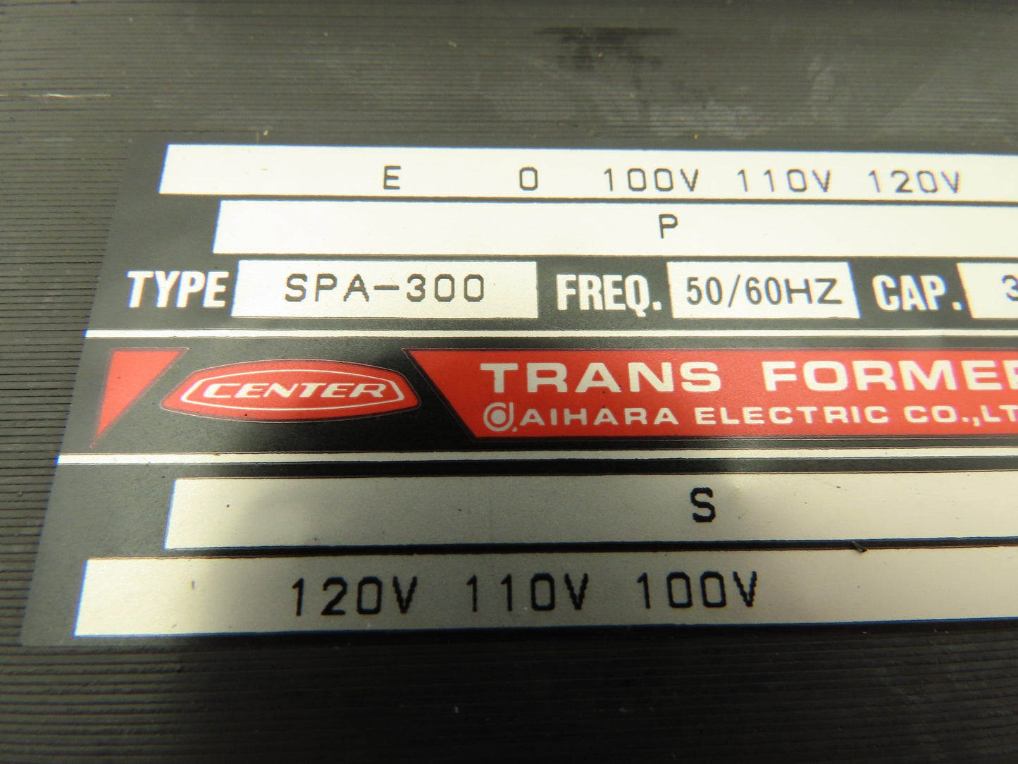 Aihara SPA-300 Center Transformer Single Phase Pri Voltage 120V Sec 120V 300 VA