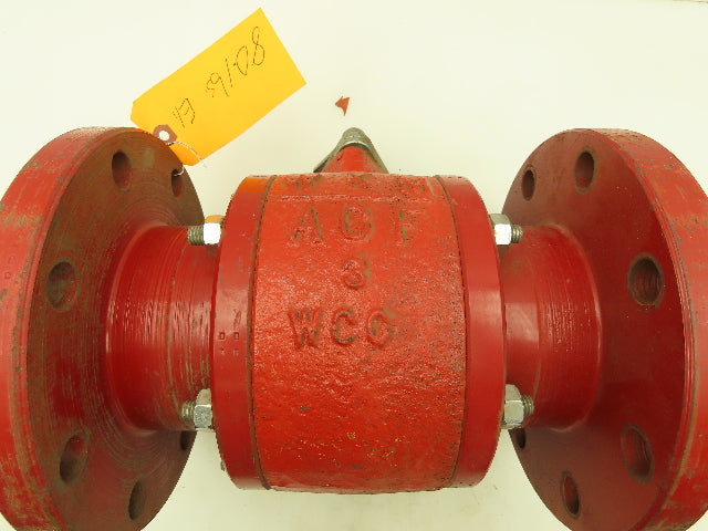 WKM DynaSeal 350 Green Poly Lined 3Pc Chemical Ball Valve 3" Flanged 8-Bolt
