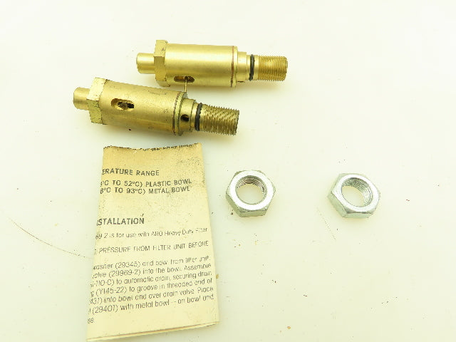 ARO 29969-2 Air Filter Auto Drain Brass Valve 3/8" NPT Lot of 2