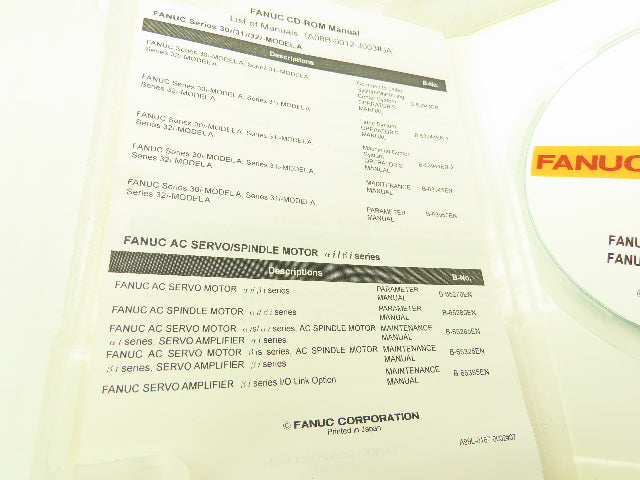 Fanuc A08B-9012-J003#JA Series 30i/31i/32i Model A Servo CD-ROM Manual Ver 2.10
