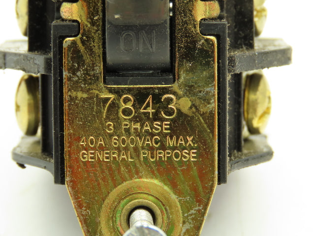 P&S 7843 Manual Motor Control Switch On/Off 40A 3-Pole 3Ph 120-600V Lot of 2