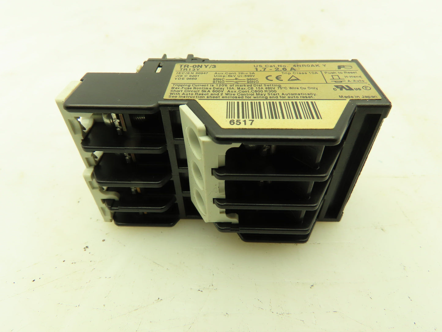 Fuji Electric TR-0NY/3 TR-0NY 4NR0AK Overload Relay 1.7-2.6 A Amp Lot of 6
