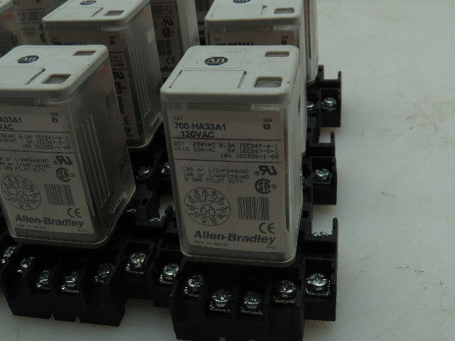 Allen Bradley 700-HA33A1 Series B Relay 10A 120VAC w/ Base 700-HN126 Lot of 11