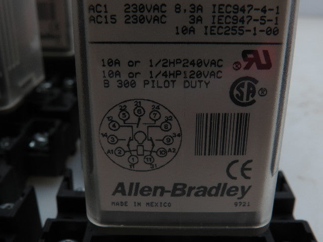 Allen Bradley 700-HA33A1 Series B Relay 10A 120VAC w/ Base 700-HN126 Lot of 11