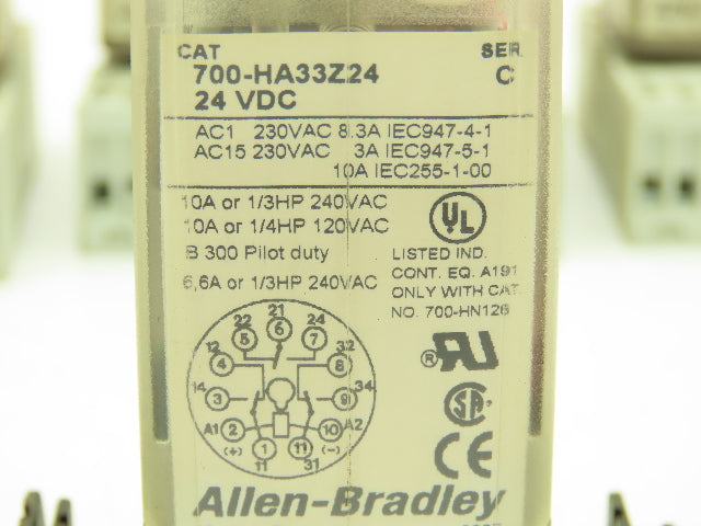 Allen Bradley 700-HA33Z24 Series C/D Relay w/ Base 10A 24VDC Lot of 15